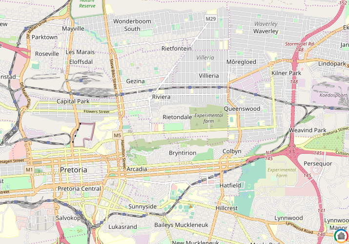 Map location of Rietondale